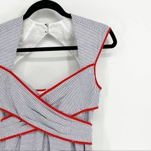 Red White & Blue Stripe Wrap Cutout Dress